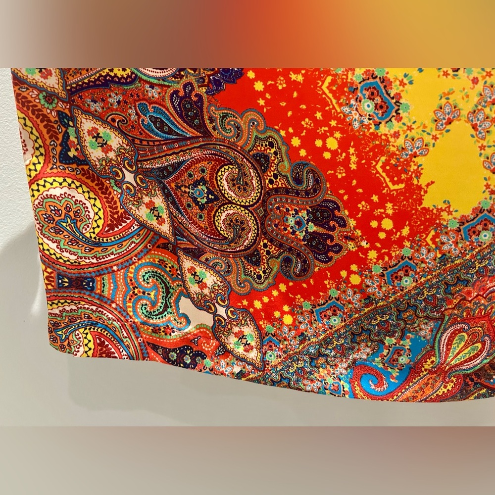 L'AGENCE-  Lillian-Multicolor Paisley Scarf Wide-Leg Pants - Picture 8 of 14